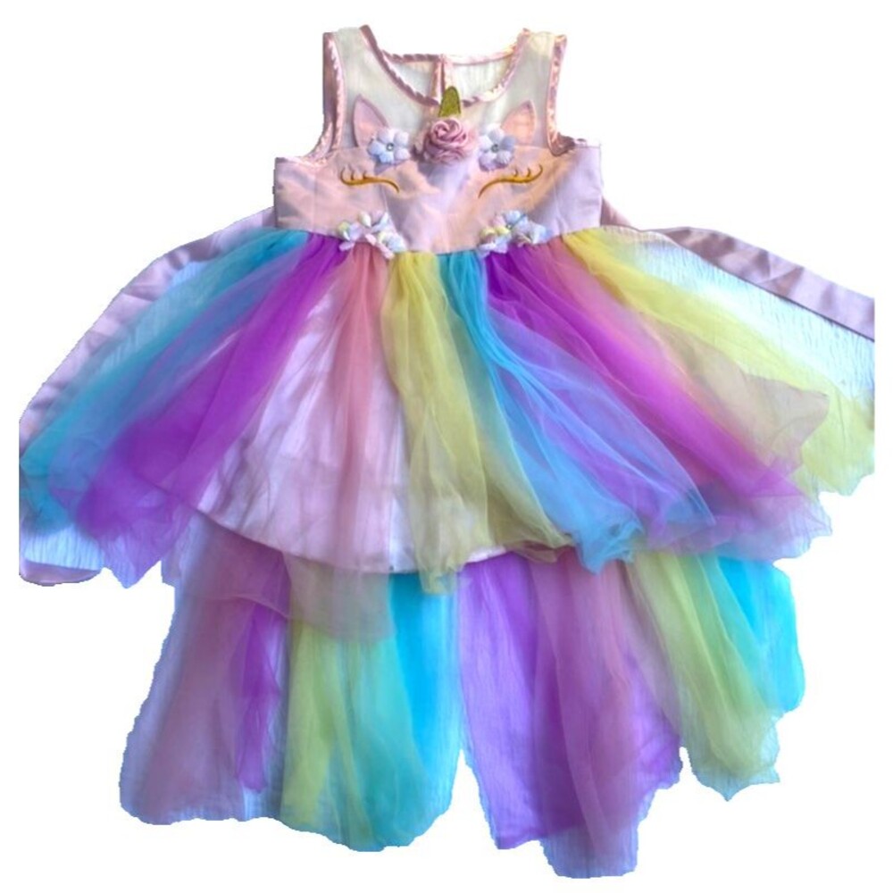 Sunny Fashion Girls Dress Unicorn Rainbow Tulle Pageant Princess Party -Size 5 T - Picture 15 of 16